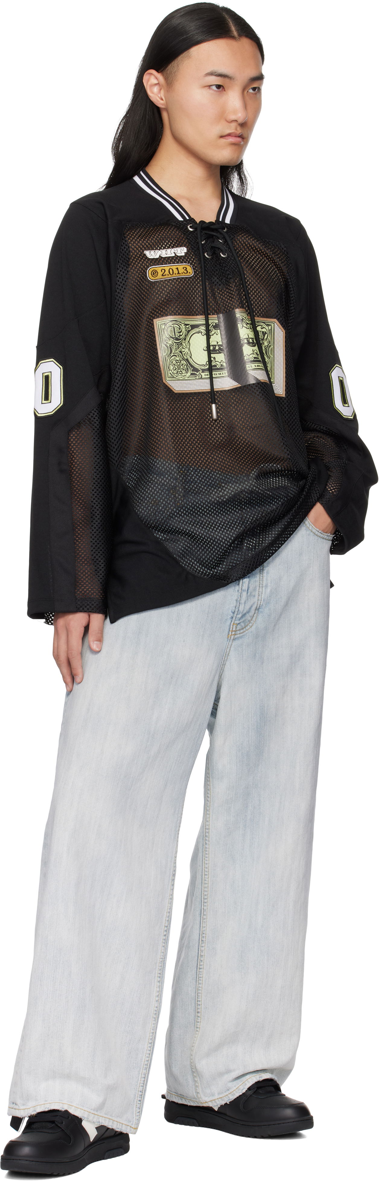 Banknote Mesh Hockey Long Sleeve T-Shirt