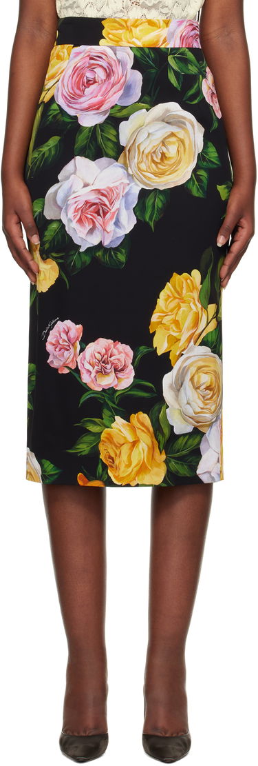 Sukňa Dolce & Gabbana Dolce&Gabbana Peony & Rose-Print Midi Skirt Čierna | F4B6UT FSA7B, 0