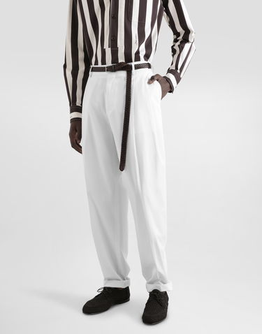 Nohavice Dolce & Gabbana Dolce & Gabbana Cotton Gabardine Double Darts Pants Biela | GP10DTFUFNVW0111, 3