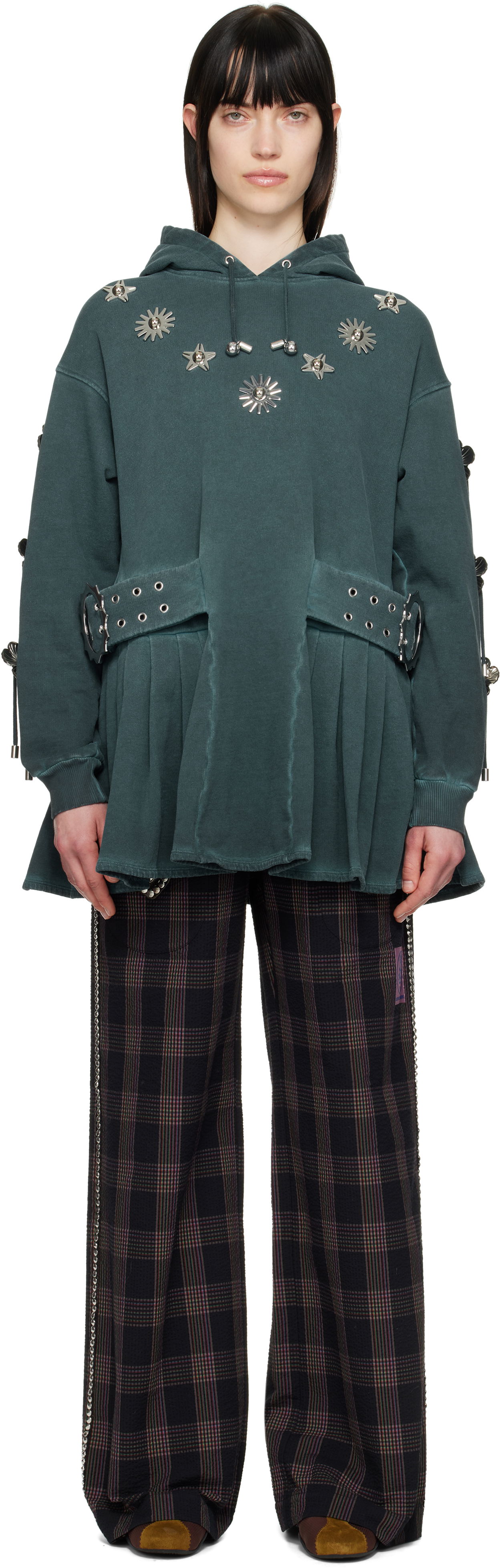Mikina Chopova Lowena Chopova Lowena Dallas Embellished Hoodie Minidress Zelené | 1297, 0