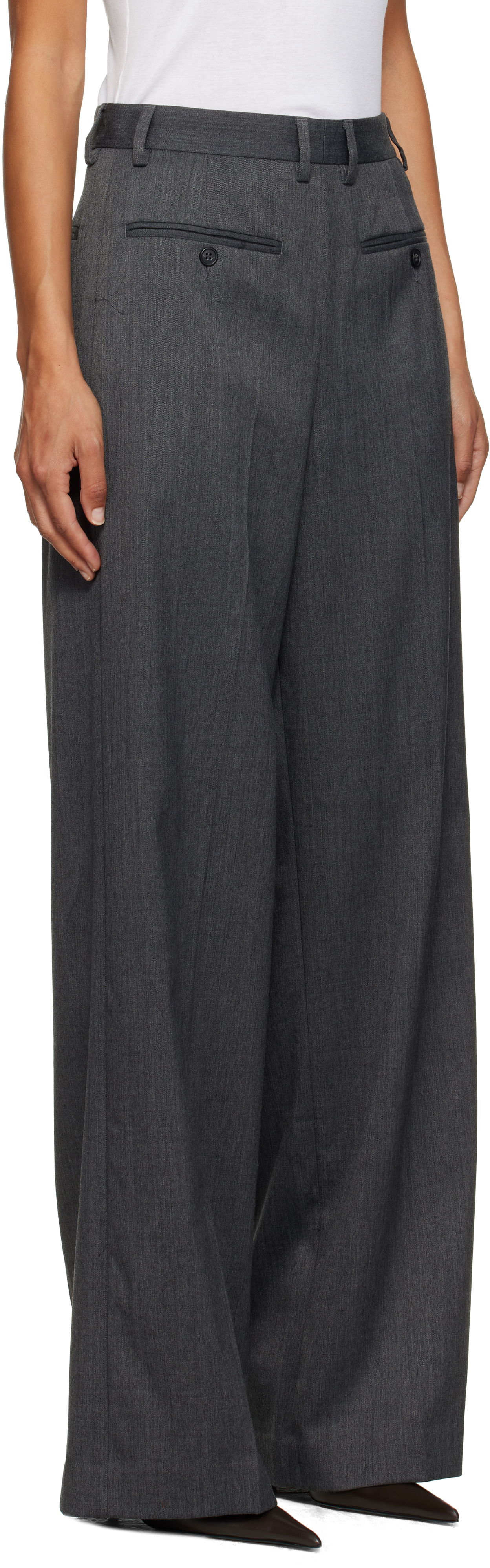 Nohavice Maison Margiela MM6 Maison Margiela Tailored Wide-Leg Trousers Šedá | S52KA0538 S47848, 1