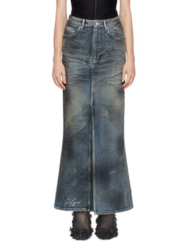 Sukňa Balenciaga Distressed Denim Maxi Skirt Modrá | 744975 TNW01