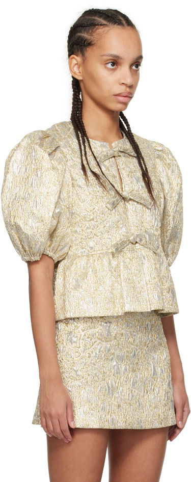 Sukňa GANNI GANNI Peplum Tie String Blouse Metalická | W0329, 1