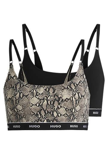 Podprsenka BOSS Two-Pack of Stretch-Cotton Bralettes with Logo Underbands, HUGO Béžová | 50495872, 0