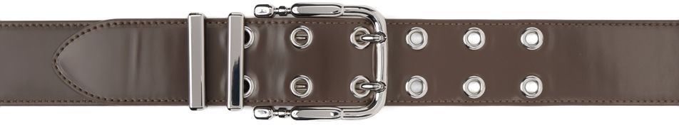 Opasok BY FAR Duo Grommet Leather Belt Hnedá | 23CADUSLBLSPS, 0