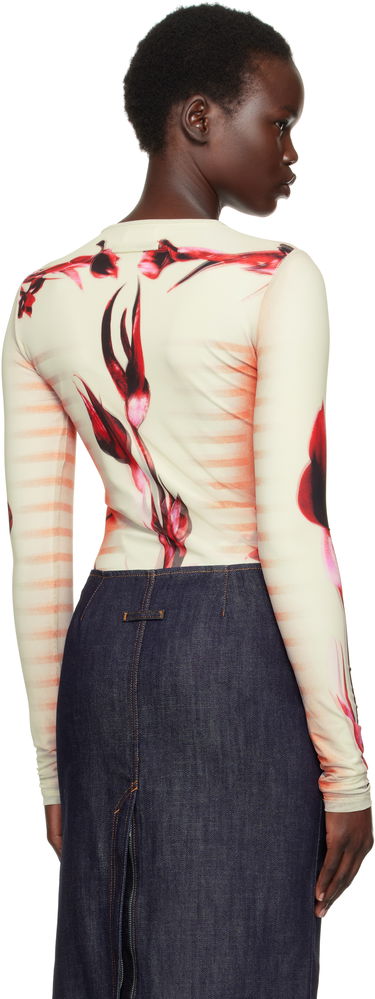 Tričko Jean Paul Gaultier Jean Paul Gaultier 'The Flower Body Morphing Marinière' Long Sleeve T-Shirt Béžová | 25/33-F-TO264-T581-422030, 2