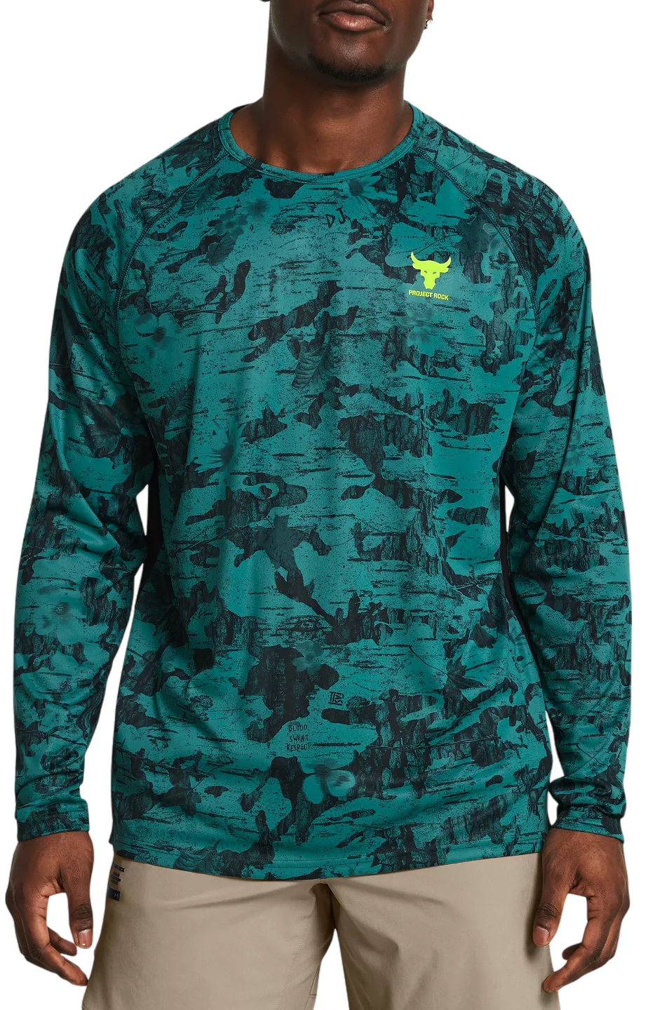 Tričko Under Armour Project Rock IsoChill Patterned Long Sleeve Training Shirt Tyrkysová | 1383218-449, 0