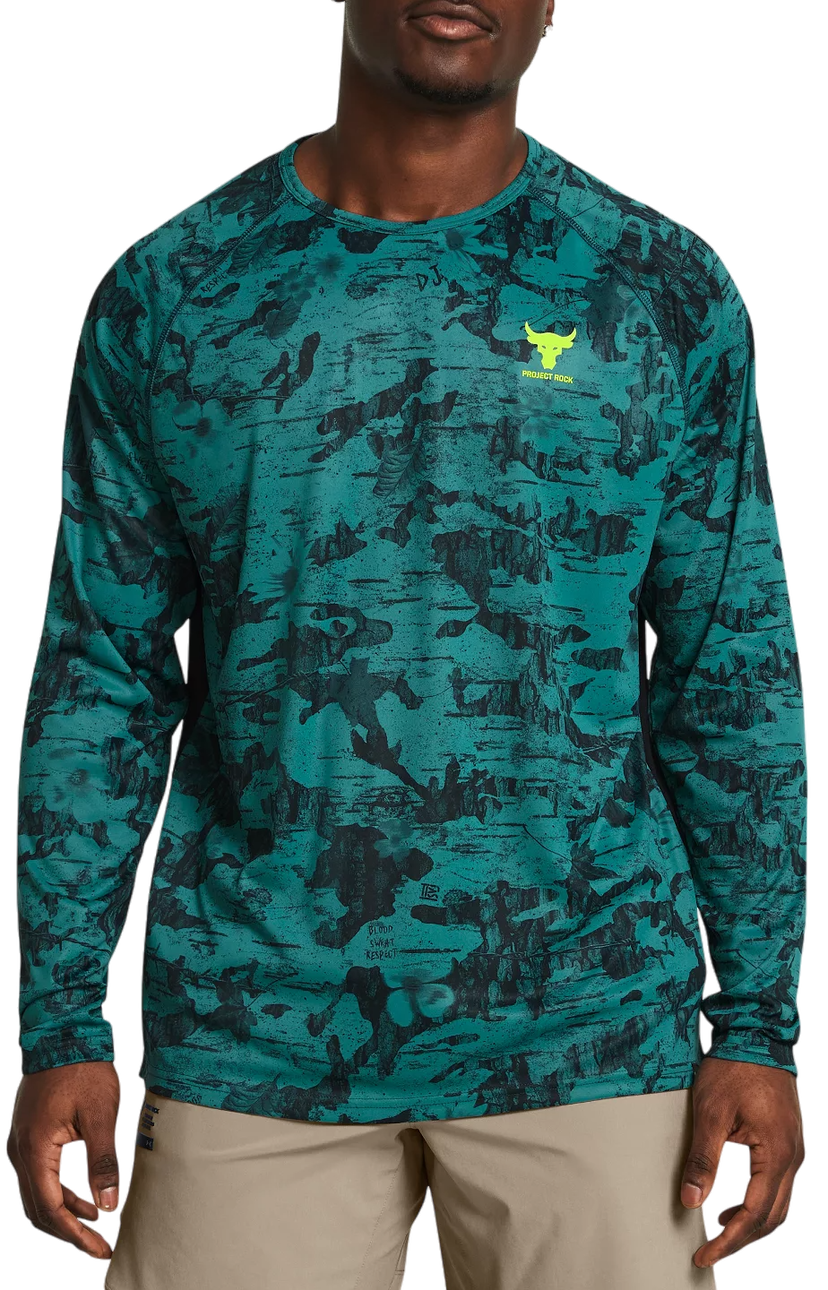 Tričko Under Armour Project Rock IsoChill Patterned Long Sleeve Training Shirt Tyrkysová | 1383218-449