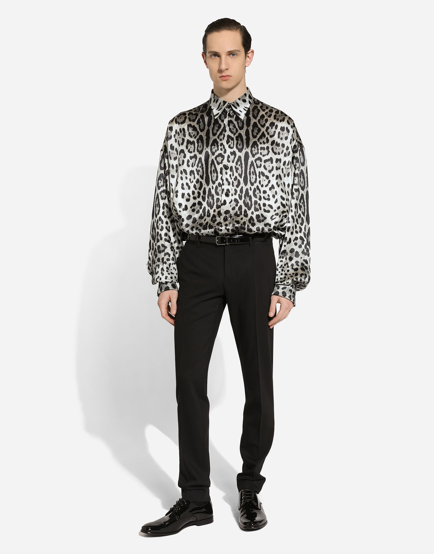 Košeľa Dolce & Gabbana Silk Shirt Leopard-print Šedá | G5MG0TIS1WTHI13N, 1