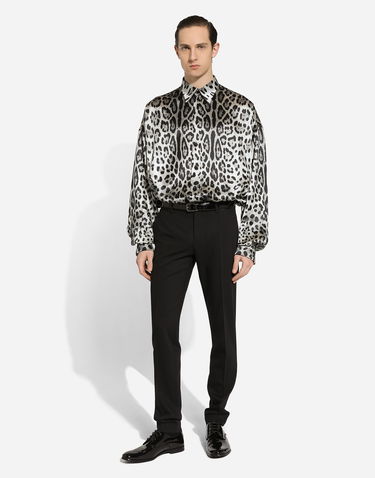Košeľa Dolce & Gabbana Silk Shirt Leopard-print Šedá | G5MG0TIS1WTHI13N, 1