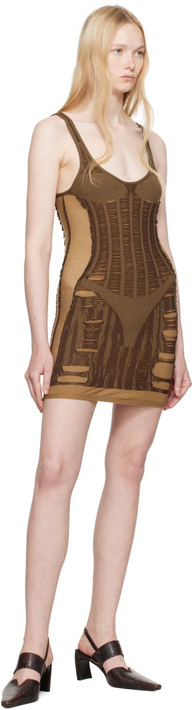 Šaty Diesel Diesel M-Calimera Distressed Mini Dress Hnedá | A19215 0BJBI, 3
