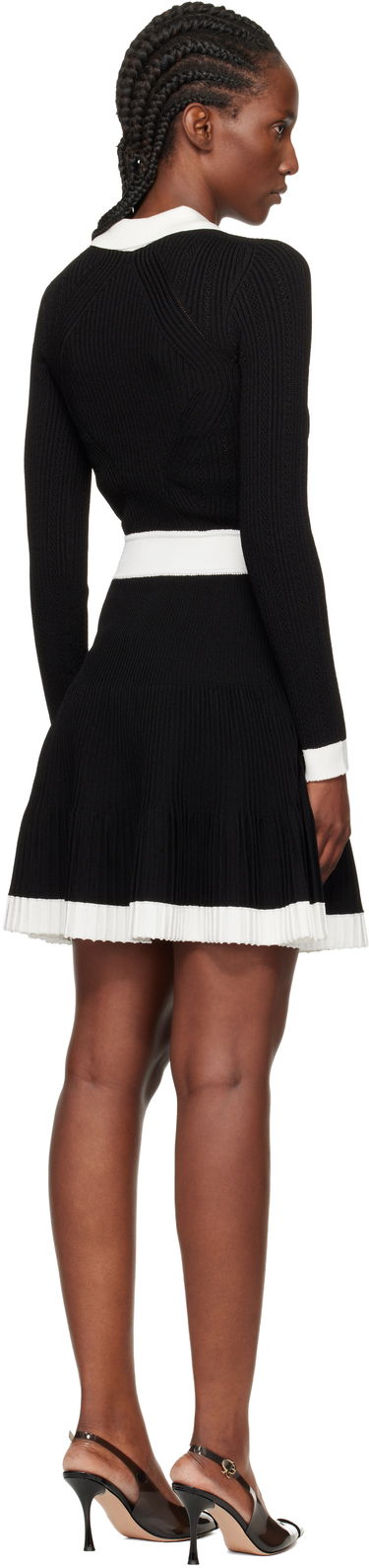 Šaty Balmain Pointelle V-Neck Long-Sleeve Button-Front Pleated Minidress Rôznofarebný | FF1R9858KI64, 2