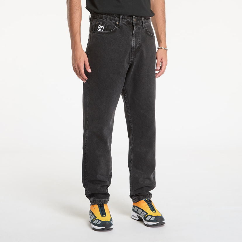 Nohavice Karl Kani Pants Small Signature Tapered Five Pocket Denim Vintage Black Čierna | KMI-PL031-001-03