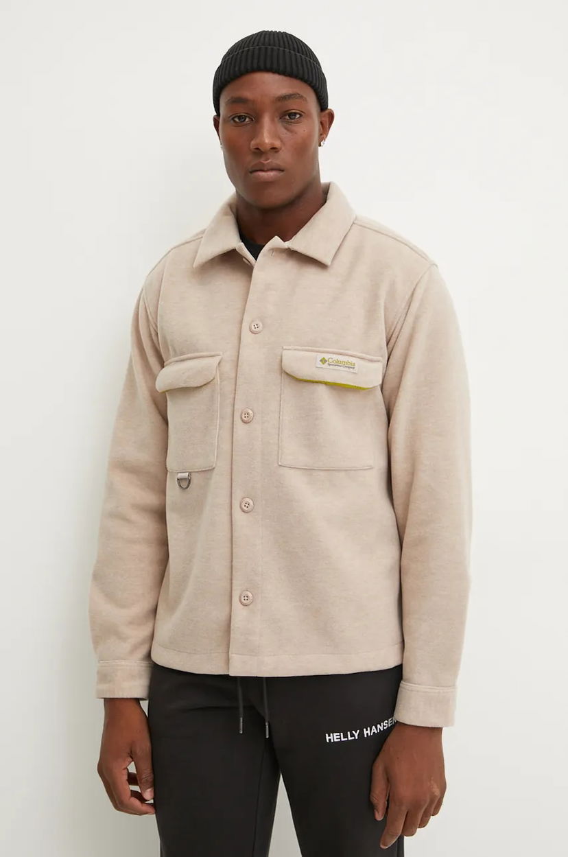 Košeľa Columbia Wallowa Fleece Shacket with Classic Collar and Chest Pockets, Regular Fit Béžová | 2090791