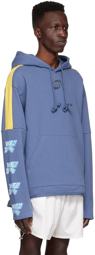Mikina We11done Designer Logo-Appliquéd Hoodie Modrá | WD-TH1-22-556-U-NV, 1