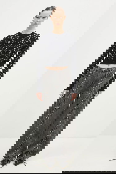 Sveter Marine Serre Moon Strass Knit Fitted Cardigan Čierna | WTK011A.RKNI0001, 4