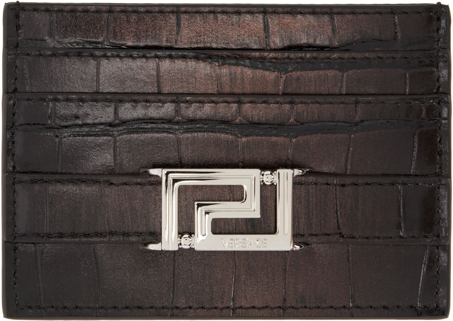 Peňaženka Versace Embossed Croc Card Holder Hnedá | 1007218_1A12257_1X44P, 0