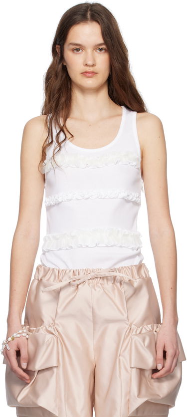 Tielko Simone Rocha Simone Rocha Ruffle Frill Tank Top Biela | 5345 0553, 0