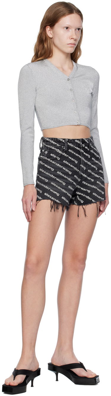 Sveter Alexander Wang Embossed Cardigan Šedá | 4KC3233019, 3
