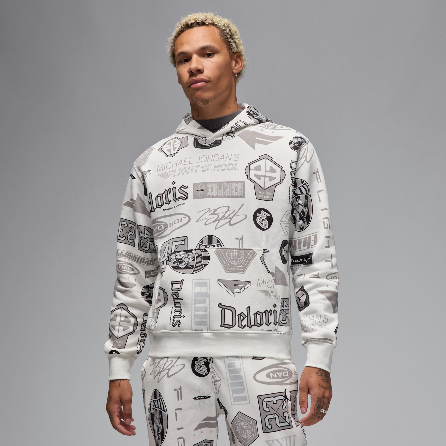 Mikina Jordan Jordan Essentials All-Over Print Fleece Hoodie Biela | HM7254-133, 0