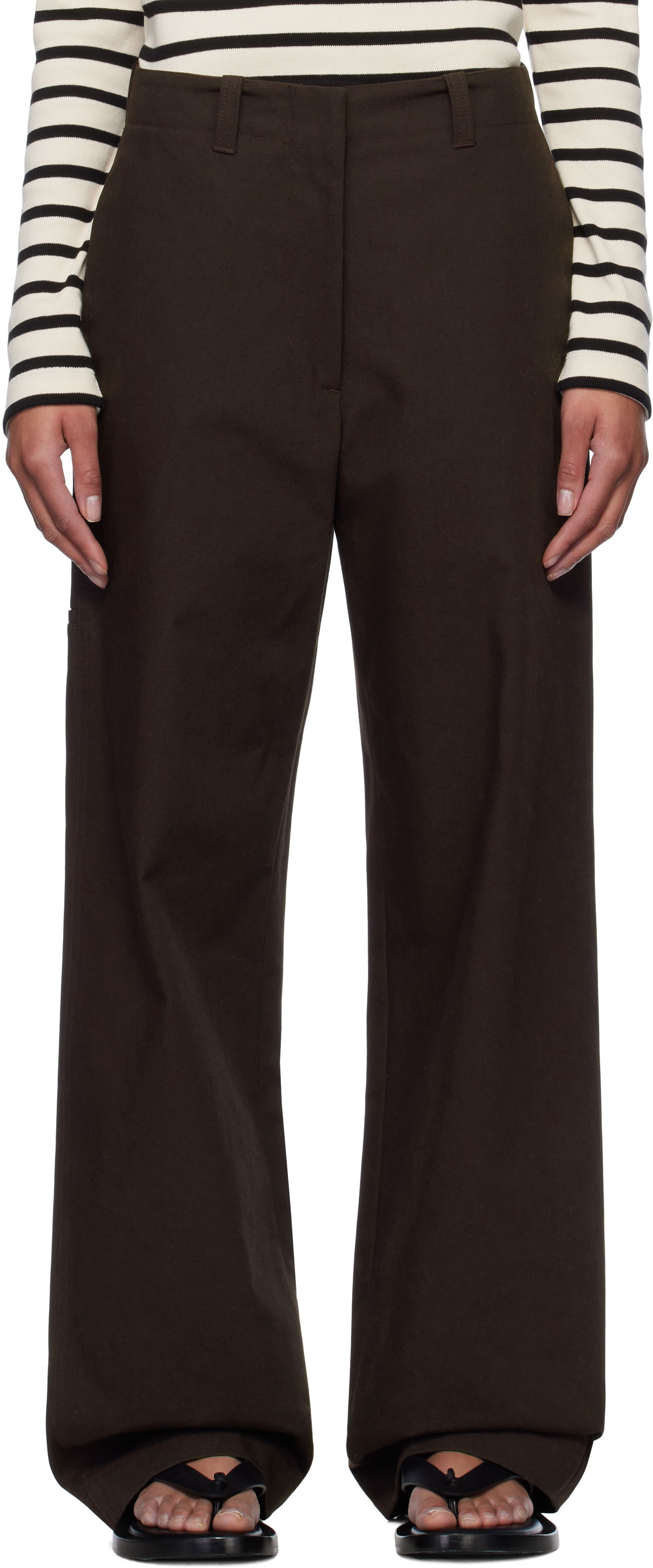 Nohavice Jil Sander Jil Sander Straight-Leg Trousers Hnedá | J40KA0255_J45267, 0