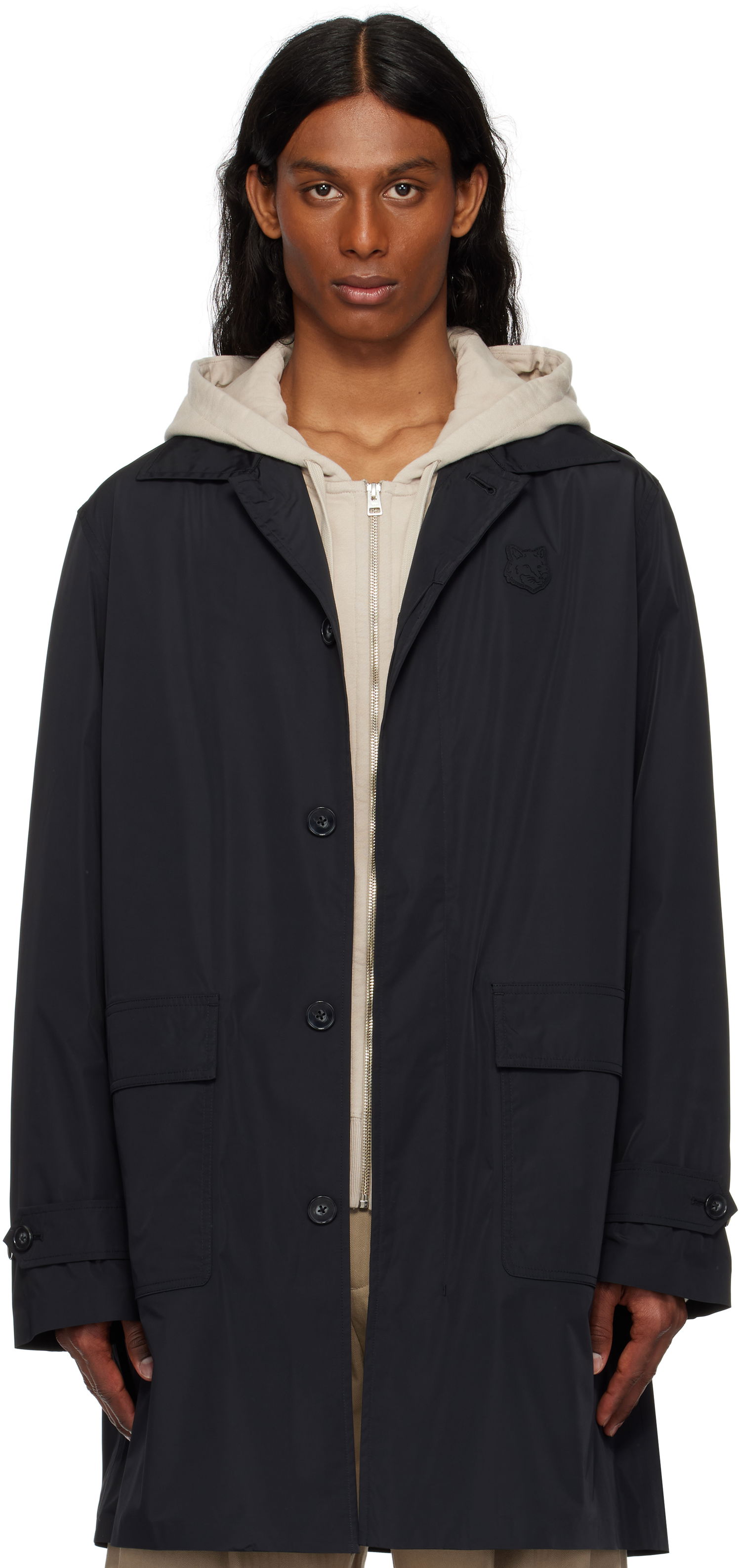 Kabáty MAISON KITSUNÉ Maison Kitsuné Light Mac Coat Čierna | OM02212WQ4044, 0