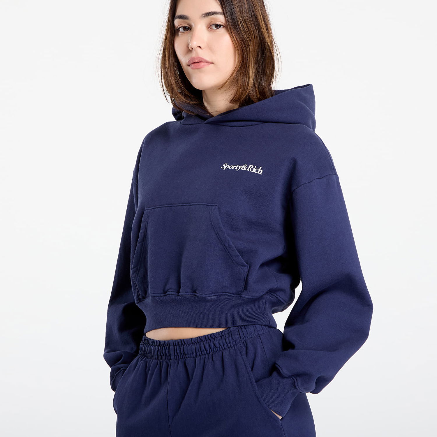 Mikina Sporty & Rich Health is Wealth Cropped Hoodie Dark Navy Navy | ST074602006BL106, 1