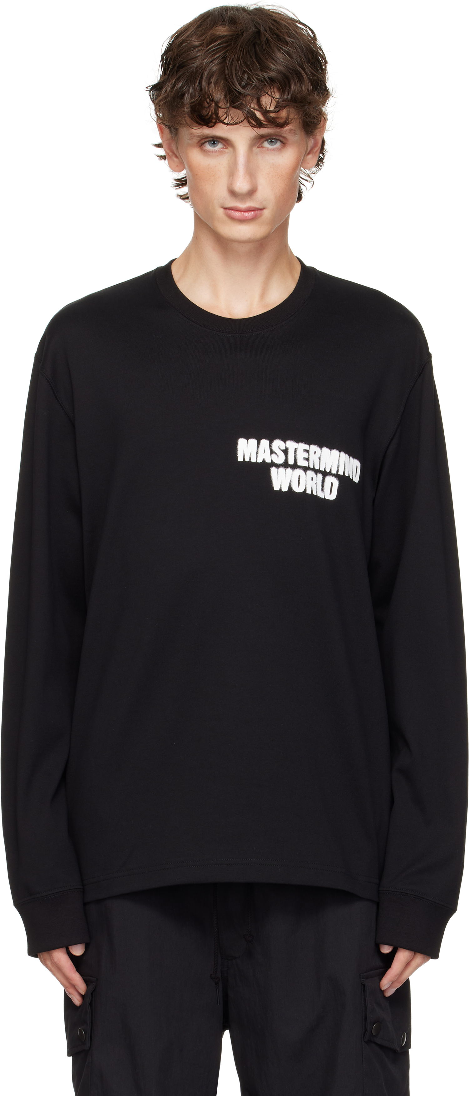 Tričko Mastermind WORLD Long Sleeve Spray Paint T-shirt Čierna | MW24S13-TS050-010, 0