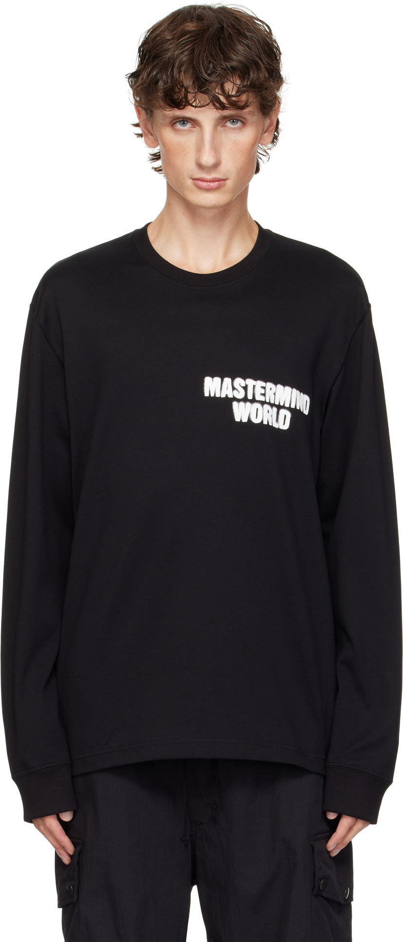 Tričko Mastermind WORLD Long Sleeve Spray Paint T-shirt Čierna | MW24S13-TS050-010