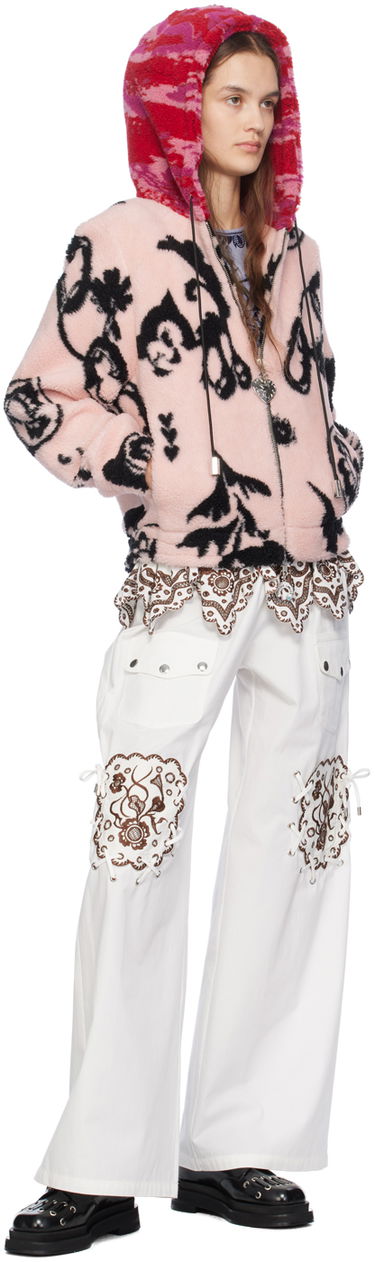 Mikina Chopova Lowena Jacquard-Graphic Fleece Zip-Up Hoodie Ružová | 5223, 3