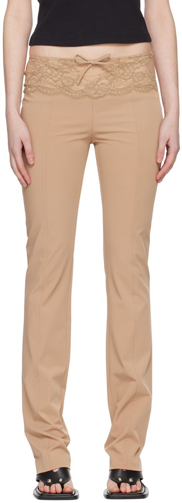 Nohavice Blumarine Slim Fit Lace Waist Trousers Béžová | P422P115A, 0