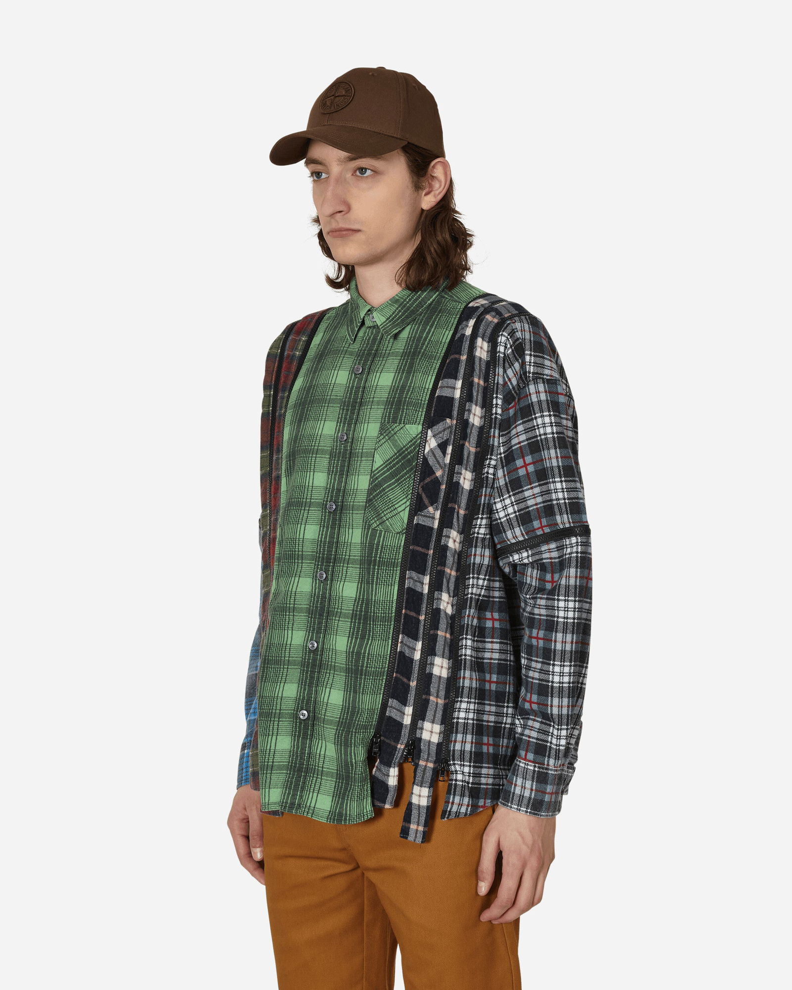 7 Cuts Zipped Wide Flannel Shirt