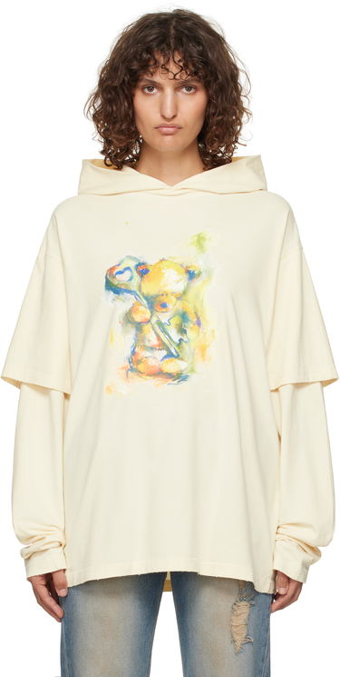 Mikina We11done We11done Layered Teddy Bear Hoodie Béžová | WD-TH3-24-844-U-BG, 0