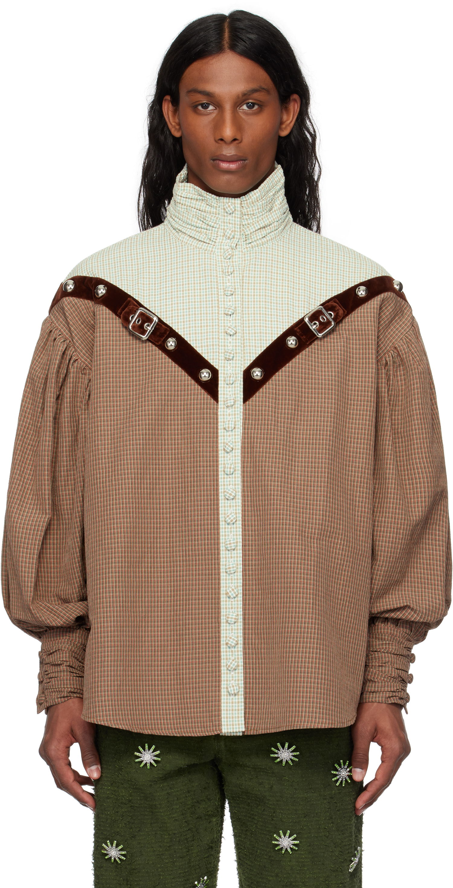 Košeľa Chopova Lowena Chopova Lowena Atwixt Gingham Buckle Shirt Hnedá | 2283, 0