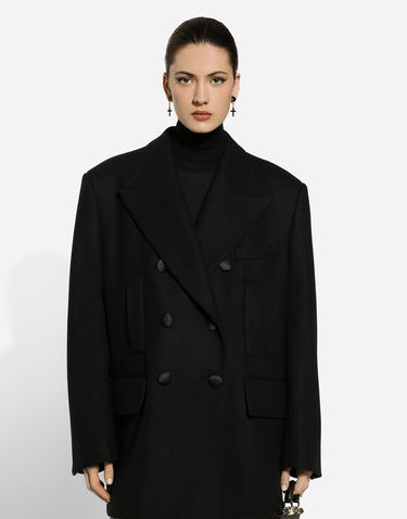 Bunda Dolce & Gabbana Dolce & Gabbana Oversize Double-breasted Wool Baize Jacket Čierna | F293VTHUMN1N0000, 3