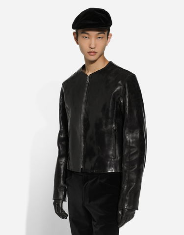 Bunda Dolce & Gabbana Collarless Leather Jacket Čierna | G9BHGLHULVXN0000, 3