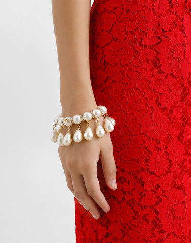 Náramok Dolce & Gabbana Pearl And Crystal Embellished Bracelet With Logo Metalická | WBR2Y2W1111W0111, 1