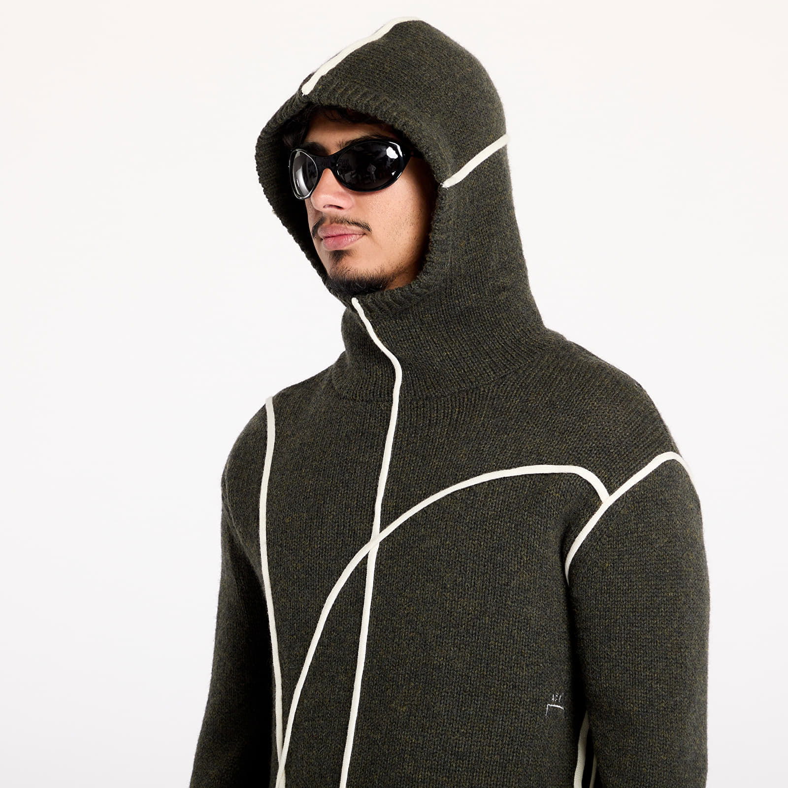 Contour Knit Hoodie Grey-Green/ Olive Grey