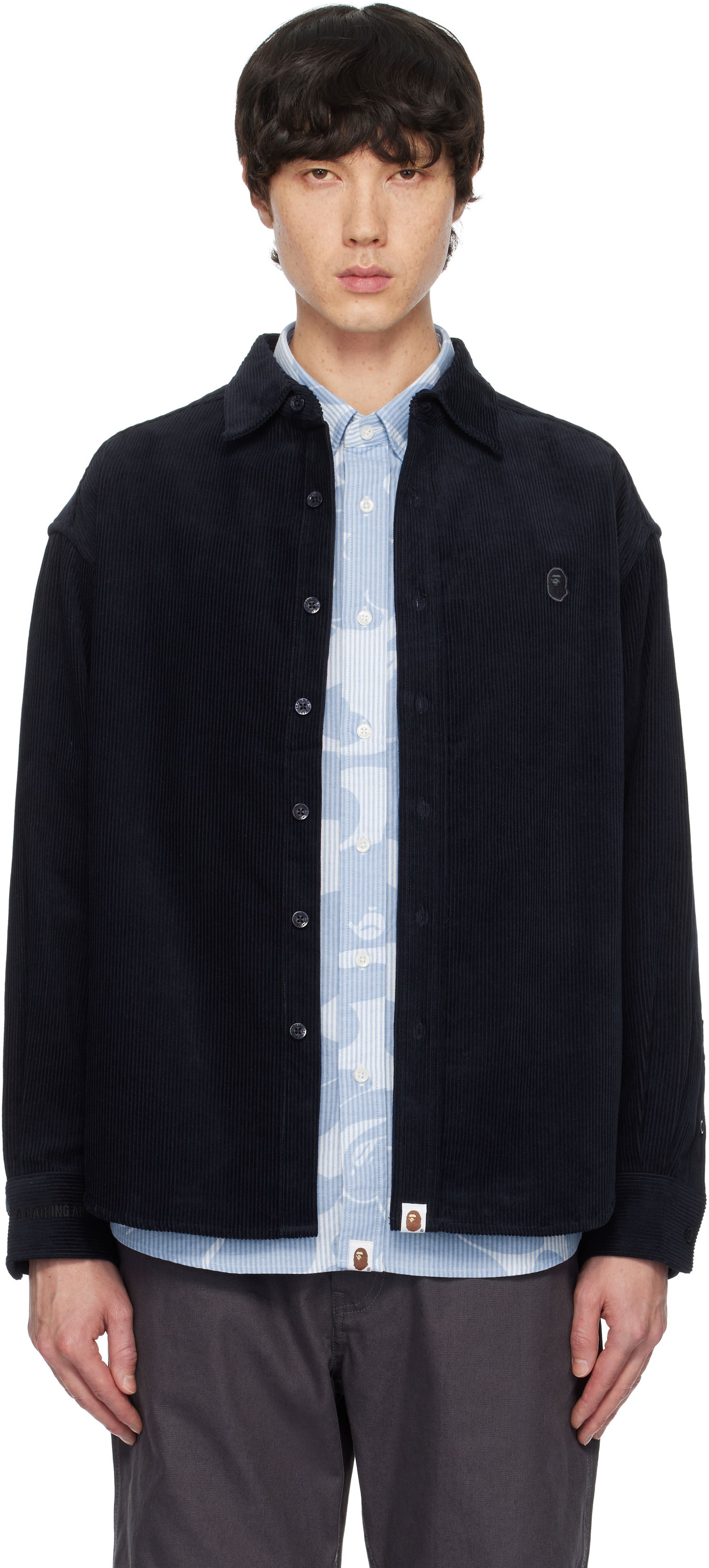 Košeľa BAPE Corduroy Button-Up Shirt Čierna | 001SHK801309M, 0
