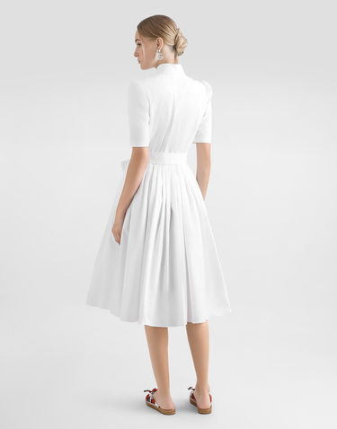 Šaty Dolce & Gabbana Dolce & Gabbana Cotton Calf-Length Shirt Dress Biela | F6AGMTFU61AW0800, 2