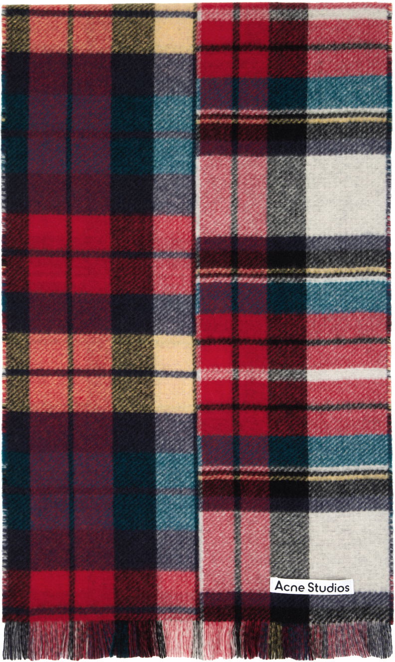 Oblečenie Acne Studios Red & Blue Mixed Check Scarf Rôznofarebný | CA0278-