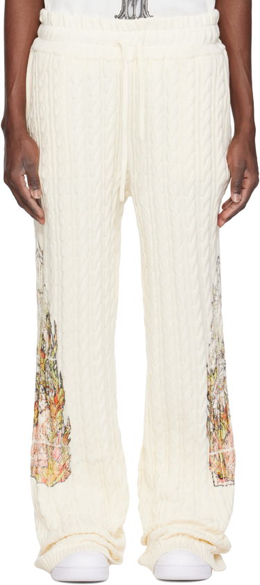 Tepláky Who Decides War Who Decides War Flame Glass Cable Knit Sweatpants Biela | 1120770019SS25, 0