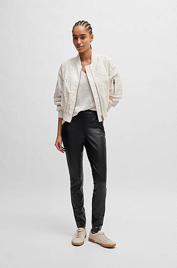 Legíny BOSS High-Waisted Skinny Faux Leather Leggings Čierna | 50503271, 1