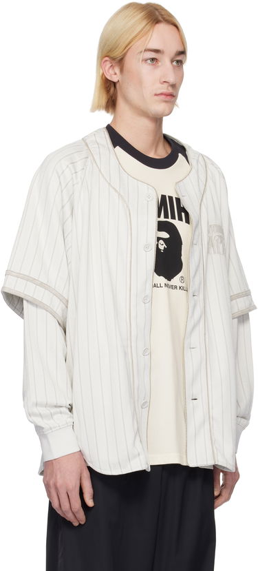 Košeľa BAPE Striped Long Sleeve Baseball Shirt Biela | 001SHK801303M, 1