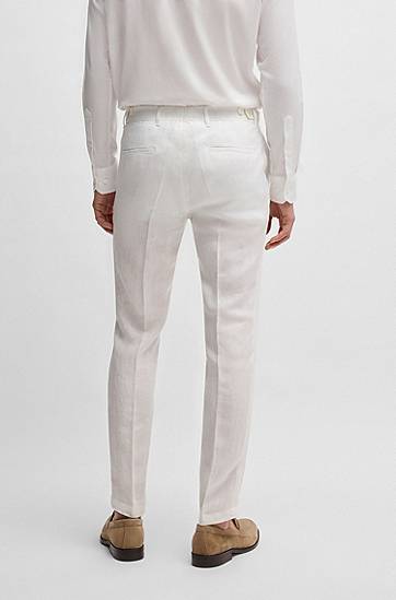 Nohavice BOSS Linen Canvas Formal Trousers Biela | 50540518, 1
