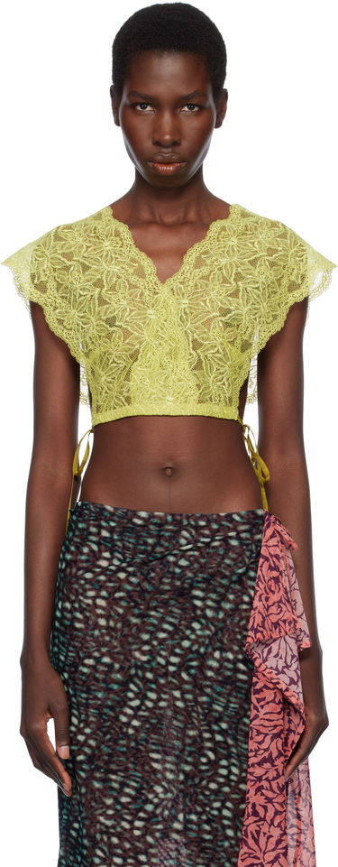 Crop Top Dries Van Noten Dries Van Noten Lace Crop Top Žltá | 251-010755-1478, 0