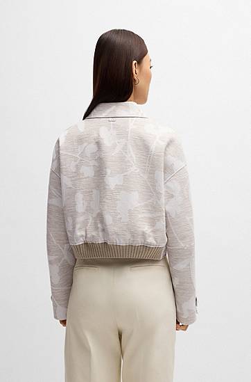 Bunda BOSS Relaxed Fit Floral Blazer Béžová | 50530887, 1