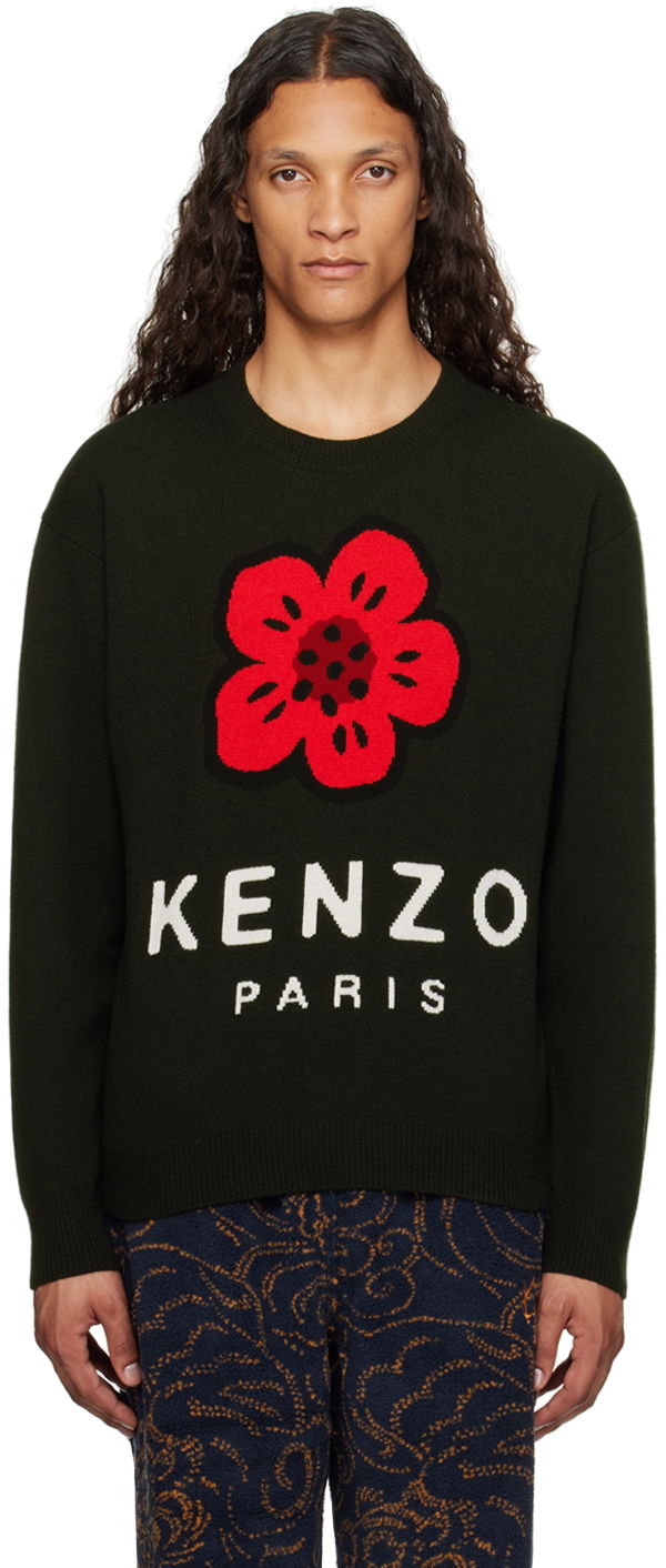 Sveter KENZO Black Paris 'Boke Flower' Wool Sweater Čierna | FE65PU4873LD, 0