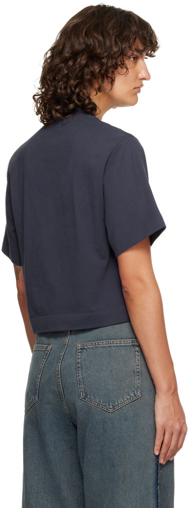 Crop Top Off-White Embroidered Script Logo Crop T-shirt Navy | OWAA090F25JER0034C19, 2