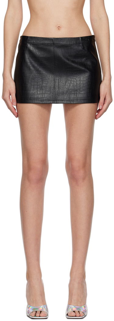 Sukňa Miaou Miaou Fig Croc-Embossed Faux-Leather Miniskirt Čierna | 4016PYPON, 0